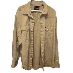 Wrangler Retro Mens Tan Size XXL  Western Pearl Snap Long Sleeve Shirt